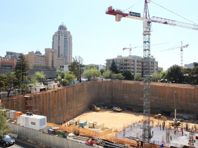 Installation of contiguous pile walls, anchors, soil nails, rock bolts and gunite at the old mutual building 